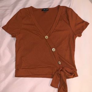 Orange tie crop top